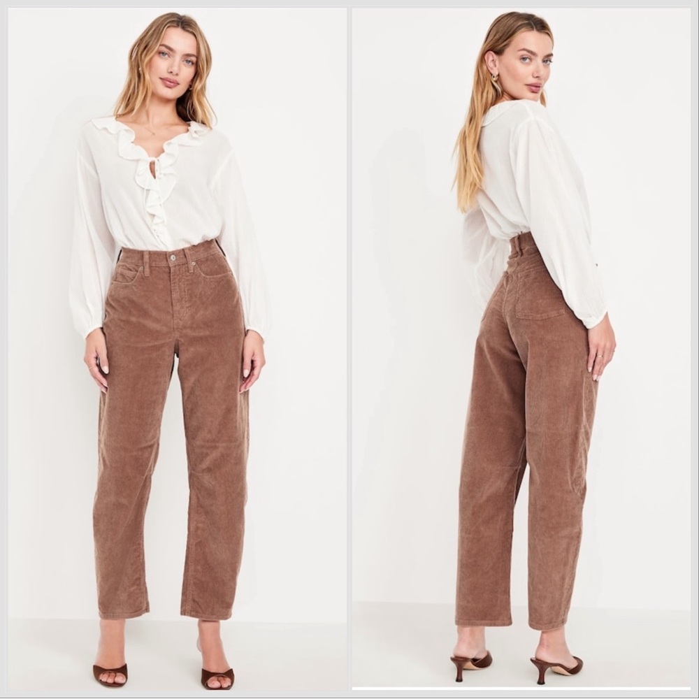 NWT Old Navy High-Rise Barrel Leg Corduroy Pants - 6P Mauve